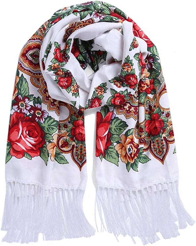Traditional Tassel Exotic Wrap Printed Scarf for Women Warm Soft Large Long Rectangular Fashion Scarves