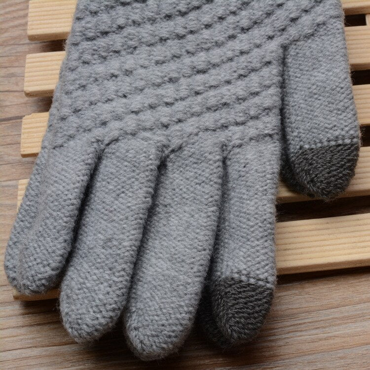Winter Touch Screen Gloves Women Men Warm Stretch Knit Mittens Imitation Wool