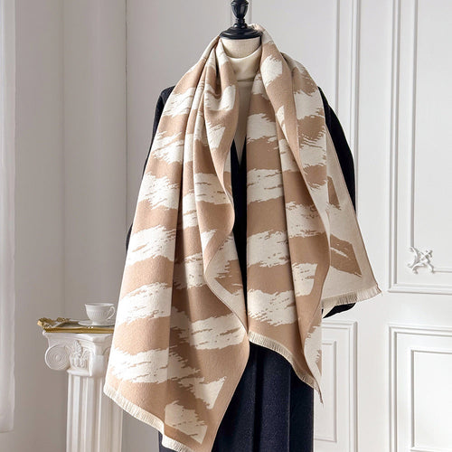 Brushstroke Stripe Fringed Blanket Scarf