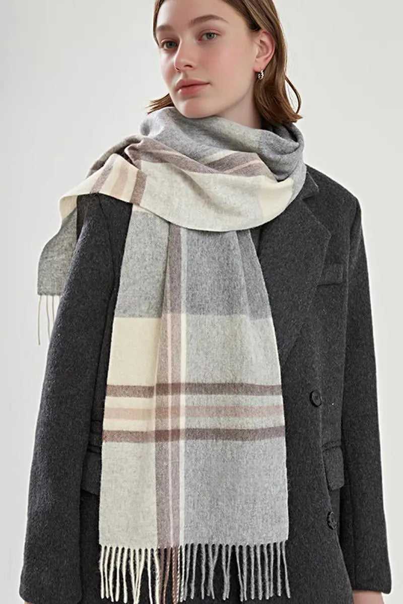 Classic Extra Long 100 Wool Plaid Scarf