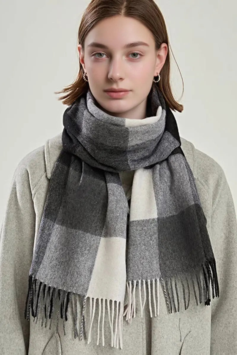 Classic Extra Long 100 Wool Plaid Scarf