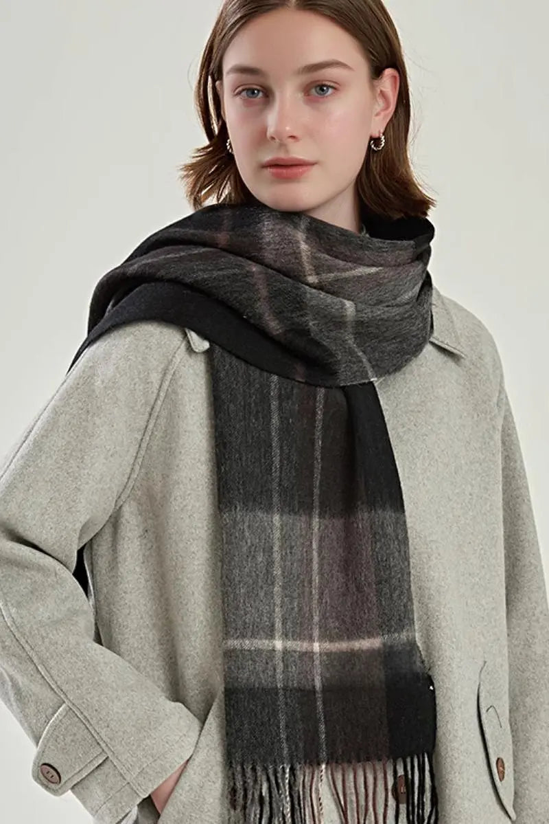 Classic Extra Long 100 Wool Plaid Scarf