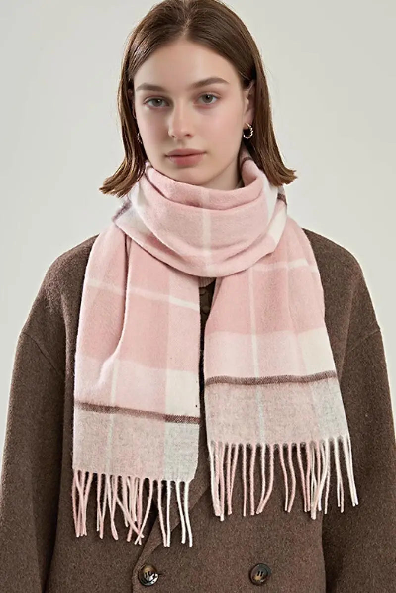 Classic Extra Long 100 Wool Plaid Scarf