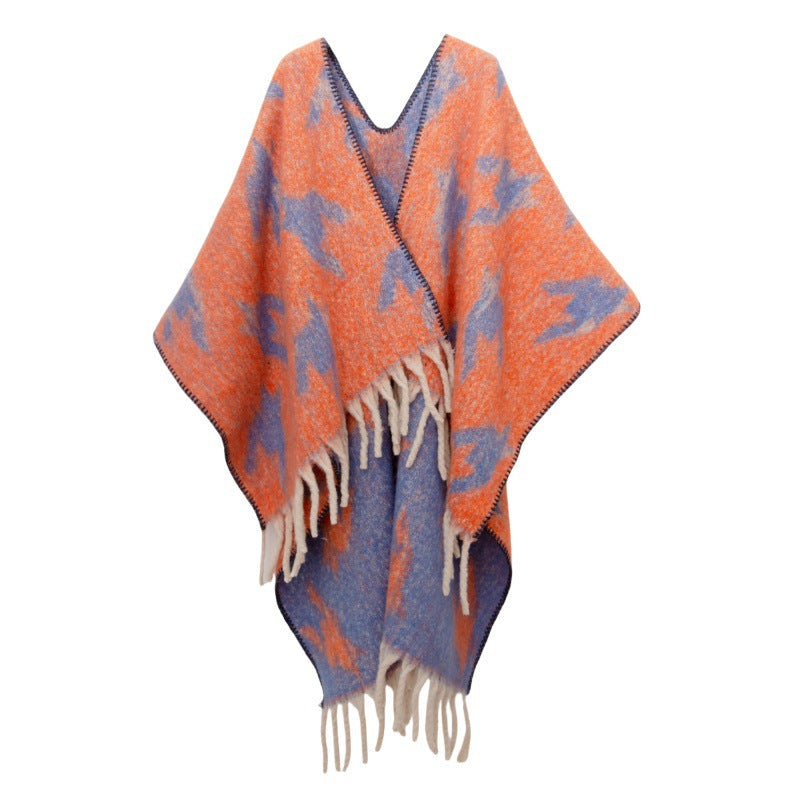Fringed Jacquard Blanket Shawl Wrap Scarf