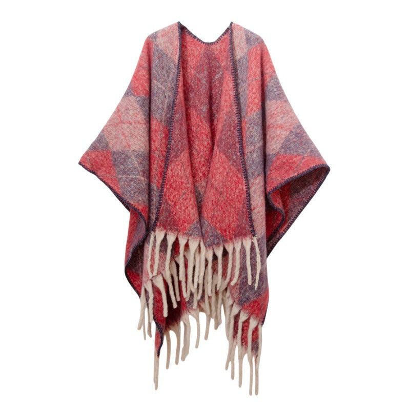 Fringed Jacquard Blanket Shawl Wrap Scarf