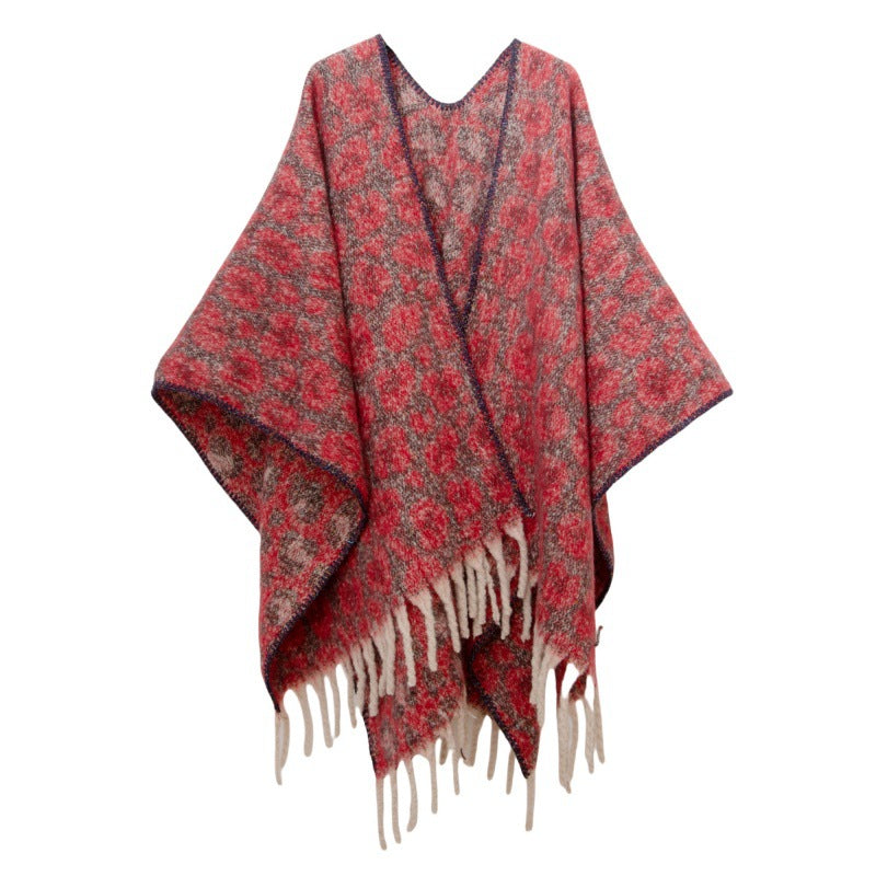 Fringed Jacquard Blanket Shawl Wrap Scarf
