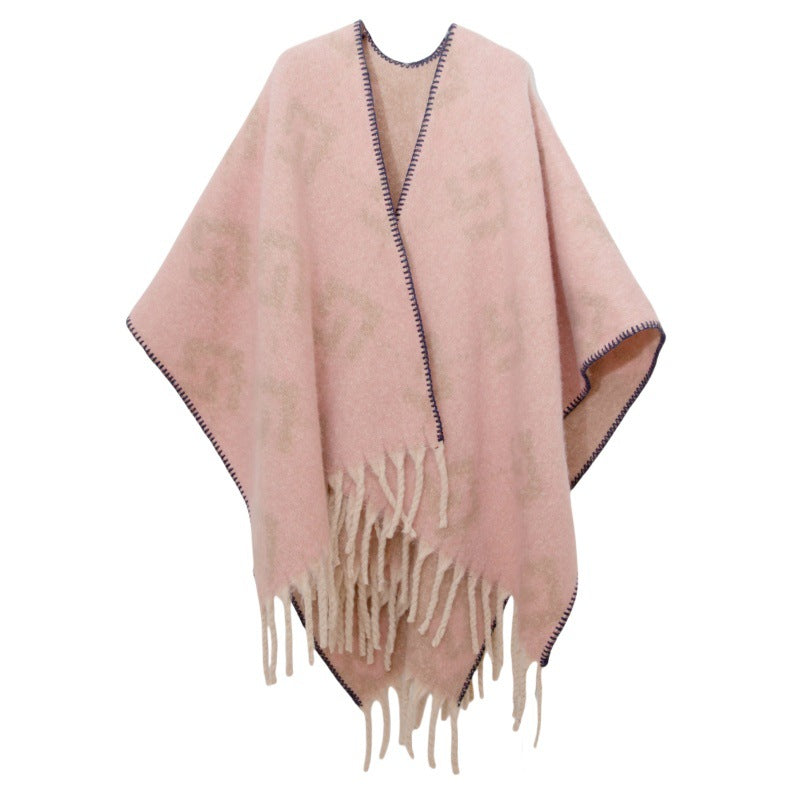 Fringed Jacquard Blanket Shawl Wrap Scarf