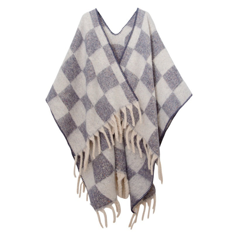 Fringed Jacquard Blanket Shawl Wrap Scarf