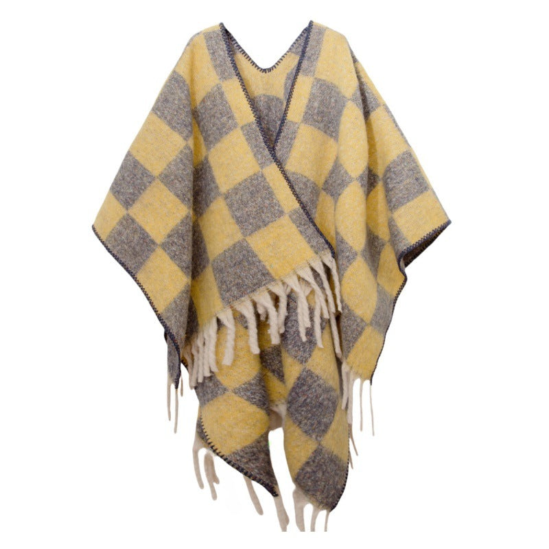 Fringed Jacquard Blanket Shawl Wrap Scarf