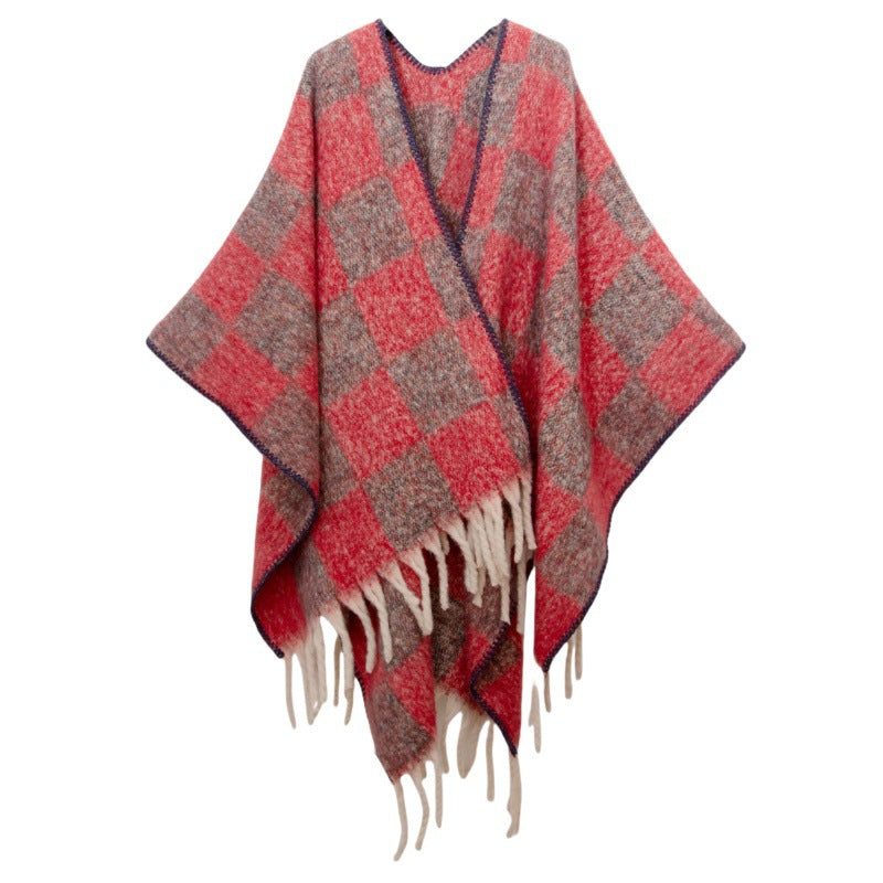 Fringed Jacquard Blanket Shawl Wrap Scarf