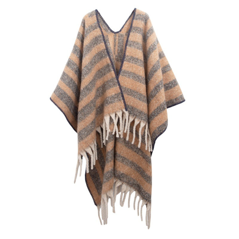 Fringed Jacquard Blanket Shawl Wrap Scarf
