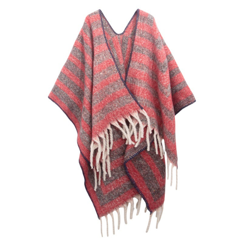Fringed Jacquard Blanket Shawl Wrap Scarf