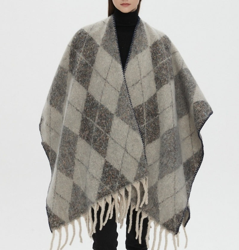 Fringed Jacquard Blanket Shawl Wrap Scarf
