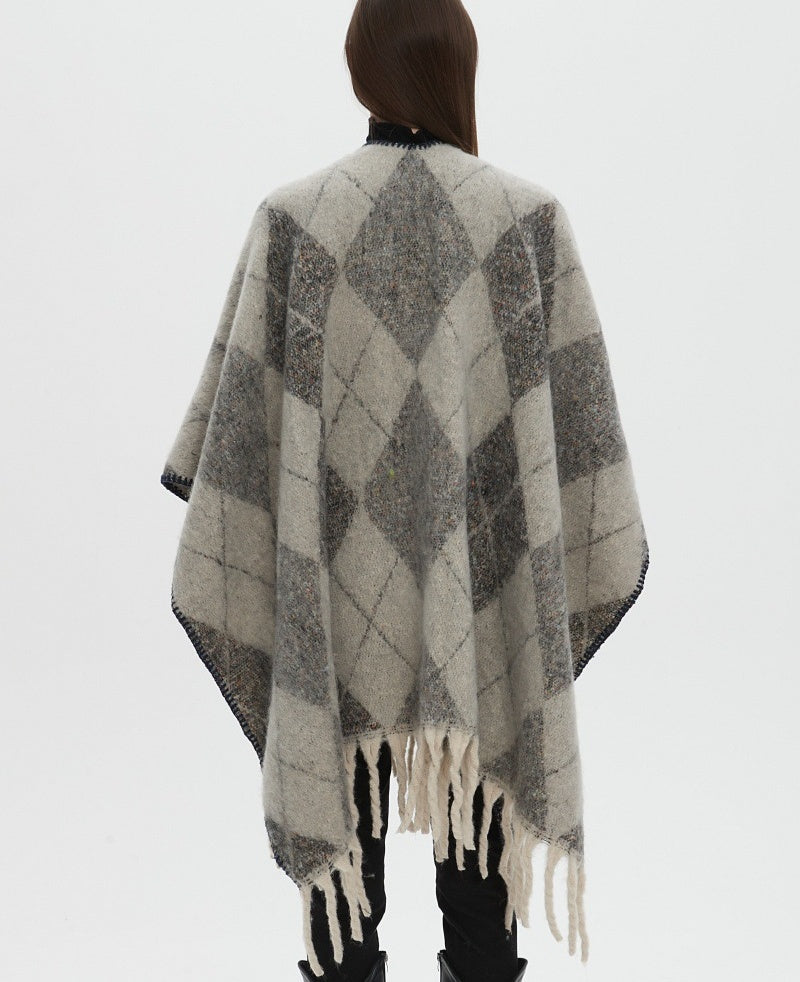 Fringed Jacquard Blanket Shawl Wrap Scarf