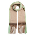 Soft Blanket Scarf with Contrast Edges Camel/Mint