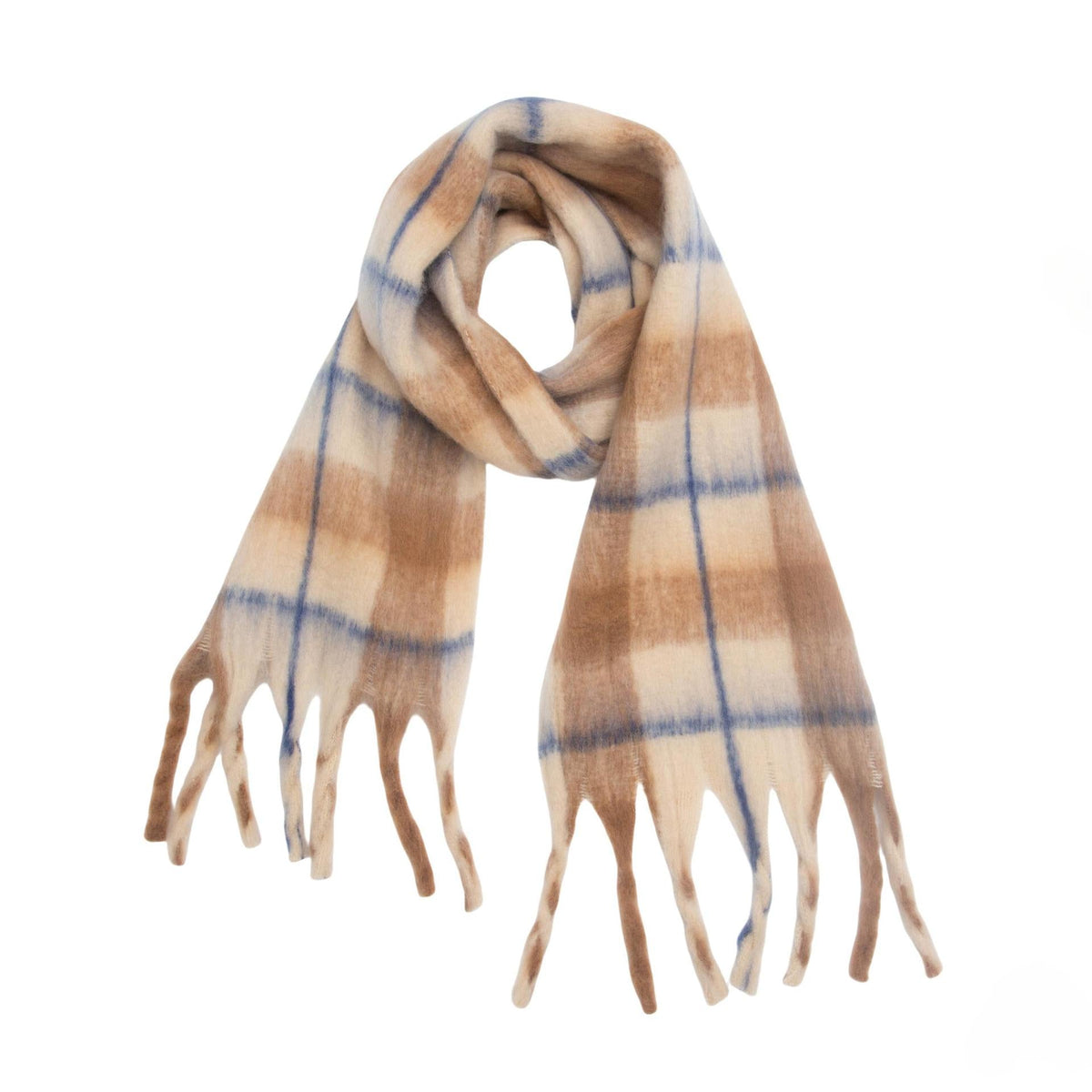 Brushed Check Tassel Blanket Scarf