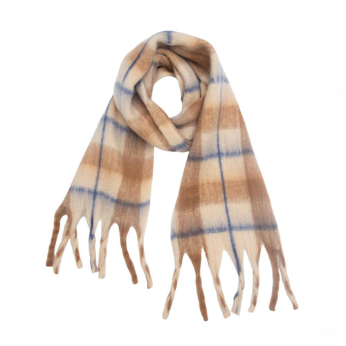 Brushed Check Tassel Blanket Scarf