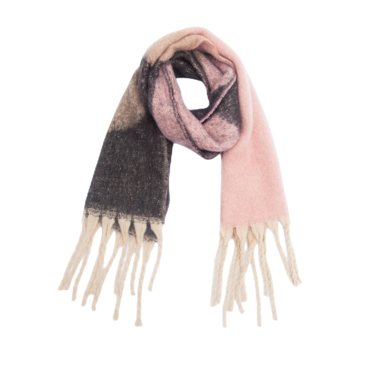Abstract Colorblock Tassel Blanket Scarf