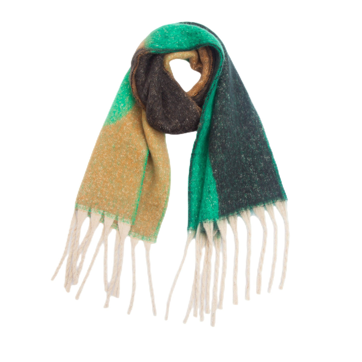 Abstract Colorblock Tassel Blanket Scarf