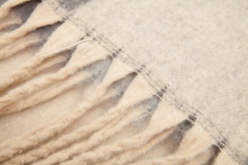 Abstract Colorblock Tassel Blanket Scarf