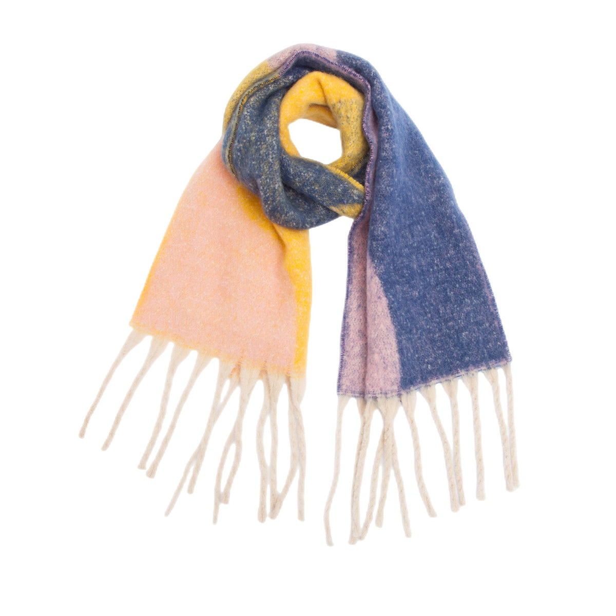 Abstract Colorblock Tassel Blanket Scarf