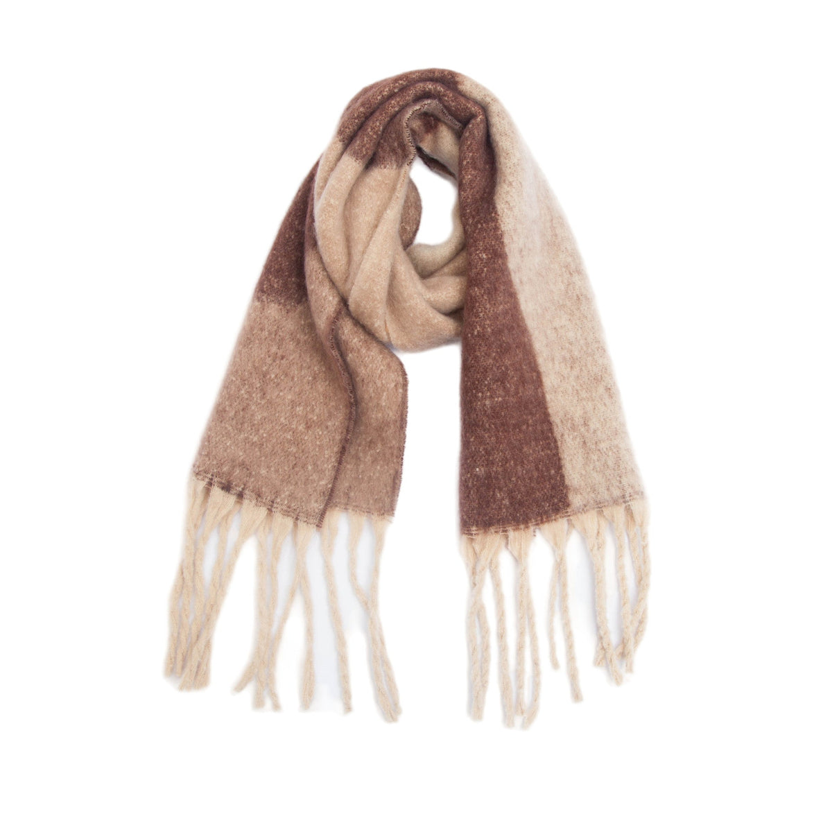 Abstract Colorblock Tassel Blanket Scarf