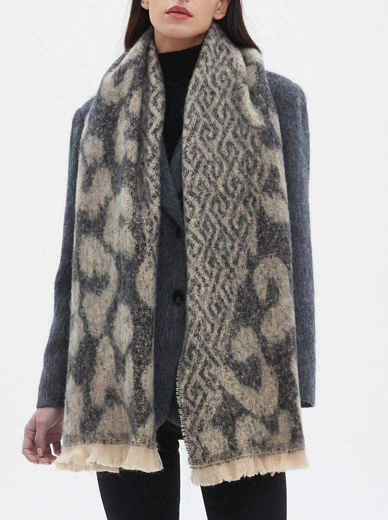 Brushed Leopard Print Winter Blanket Scarf