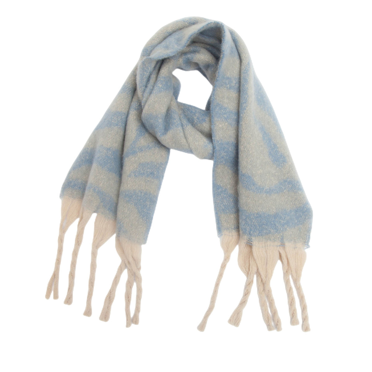 Zebra Stripe Fringed Blanket Scarf