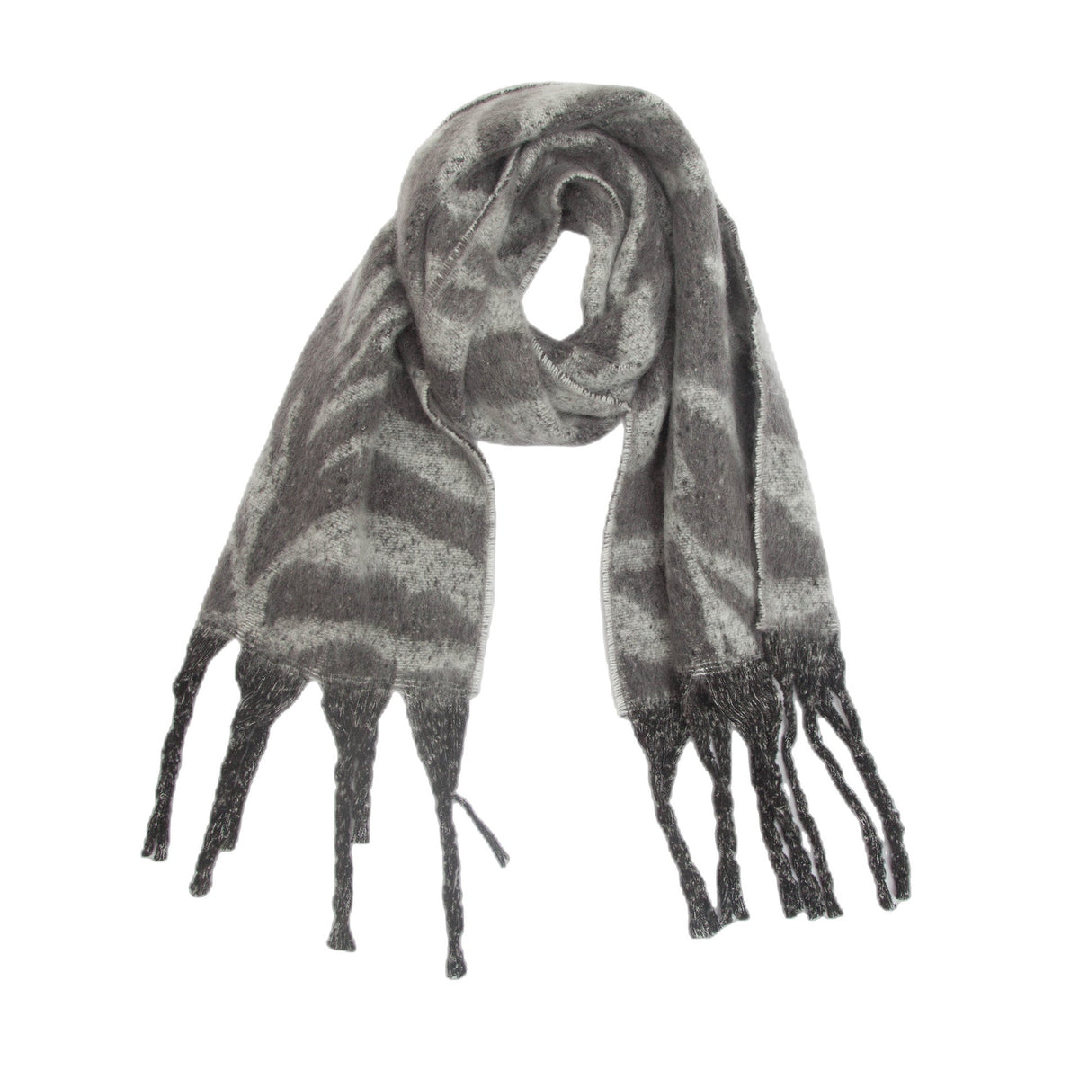 Zebra Stripe Fringed Blanket Scarf