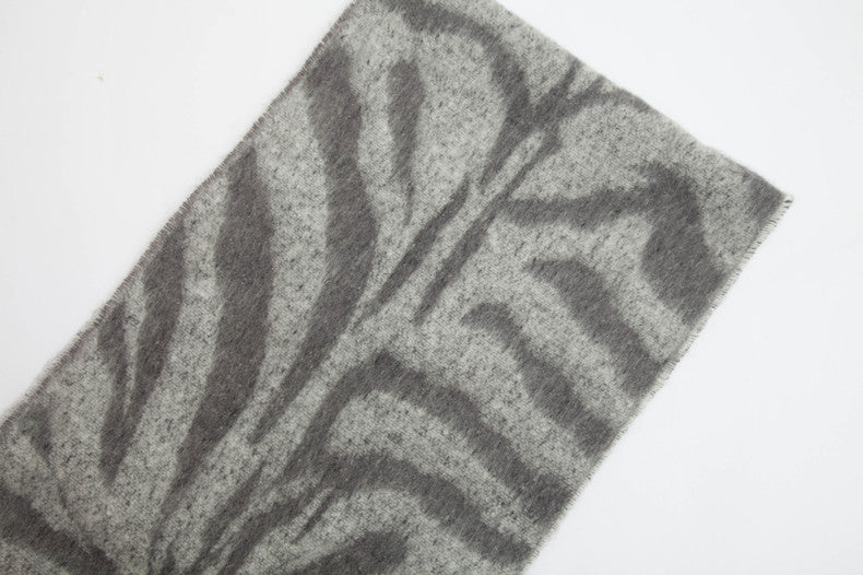 Zebra Stripe Fringed Blanket Scarf