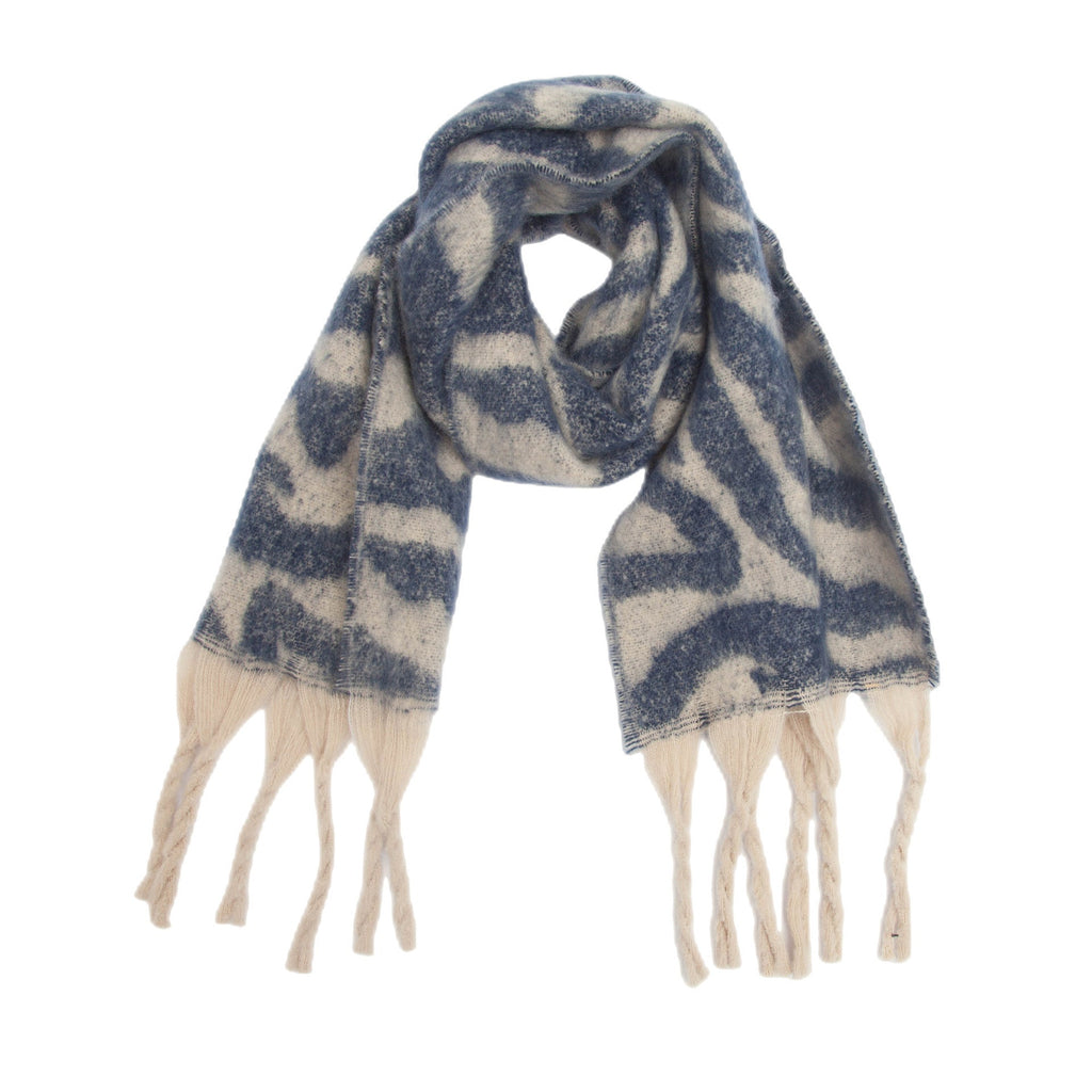 Zebra Stripe Fringed Blanket Scarf