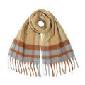 Brushed Check Fringe Blanket Scarf