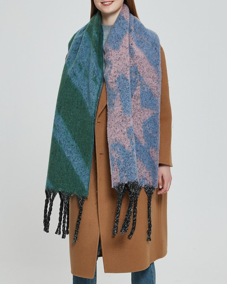 Star and Stripe Tassel Blanket Scarf