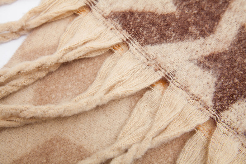 Star Print Fringe Blanket Scarf Wrap