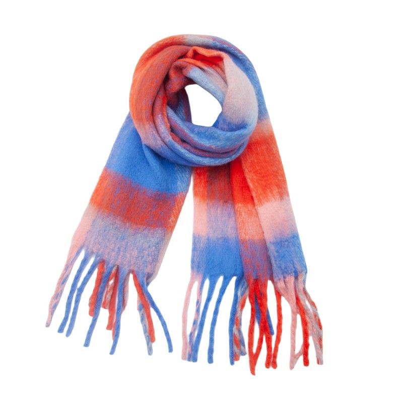 Bold Check Fringed Blanket Wrap Scarf
