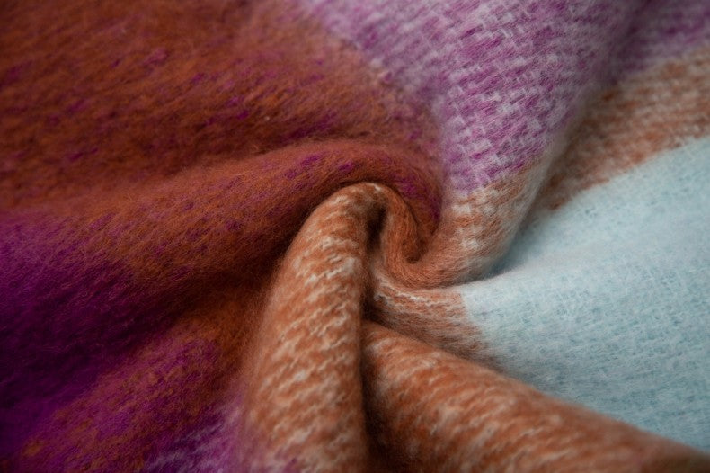 Bold Check Fringed Blanket Wrap Scarf