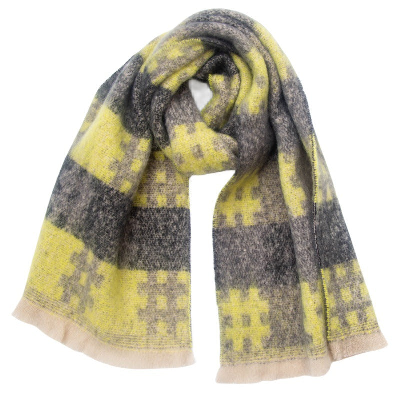 Brushed Grid Check Oversized Blanket Scarf