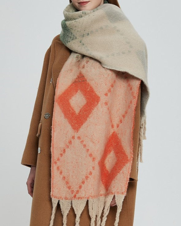 Diamond Argyle Fringe Blanket Scarf Wrap