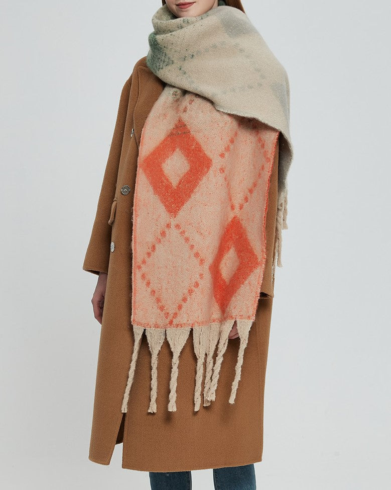 Diamond Argyle Fringe Blanket Scarf Wrap