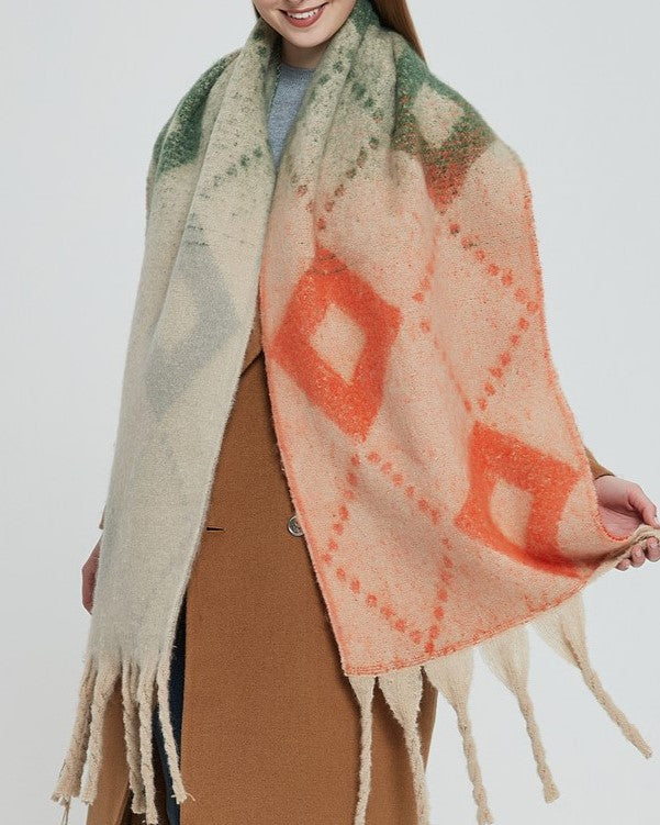 Diamond Argyle Fringe Blanket Scarf Wrap