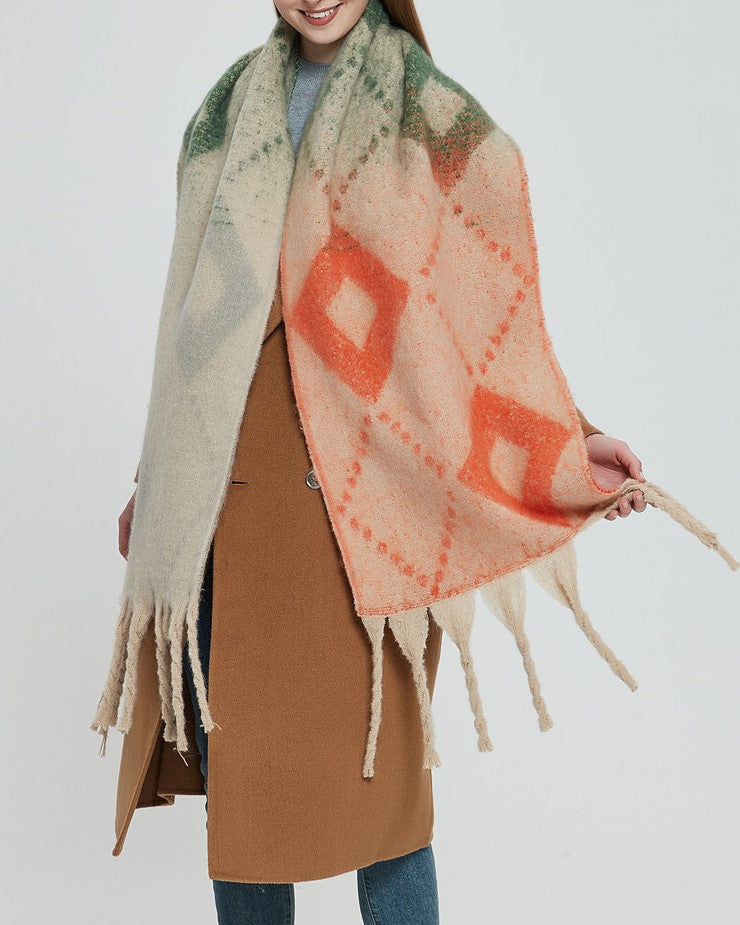 Diamond Argyle Fringe Blanket Scarf Wrap