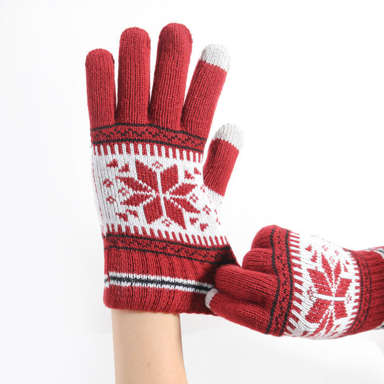 Warm Knitted Christmas Touchscreen Gloves