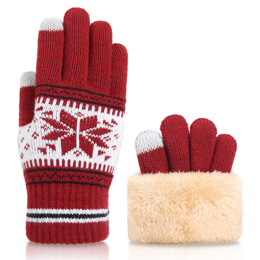 Warm Knitted Christmas Touchscreen Gloves
