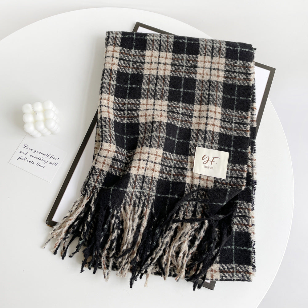 Plaid Fringed Blanket Scarf Wrap