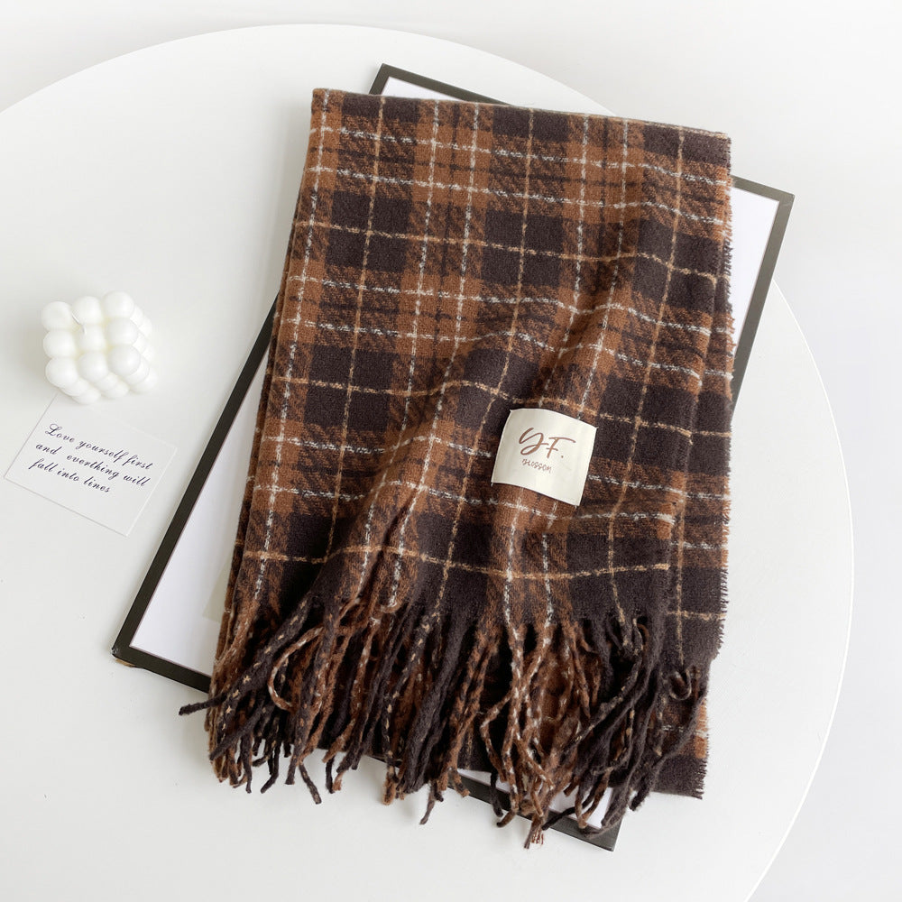 Plaid Fringed Blanket Scarf Wrap