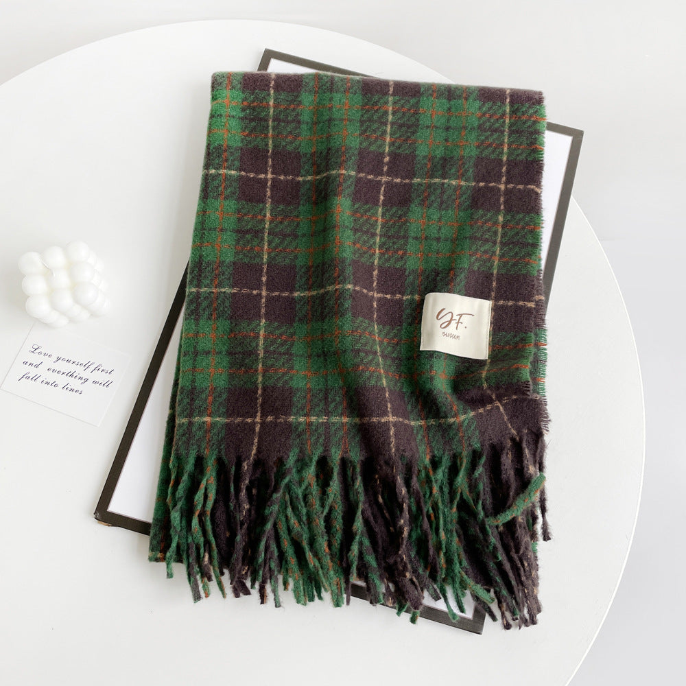 Plaid Fringed Blanket Scarf Wrap