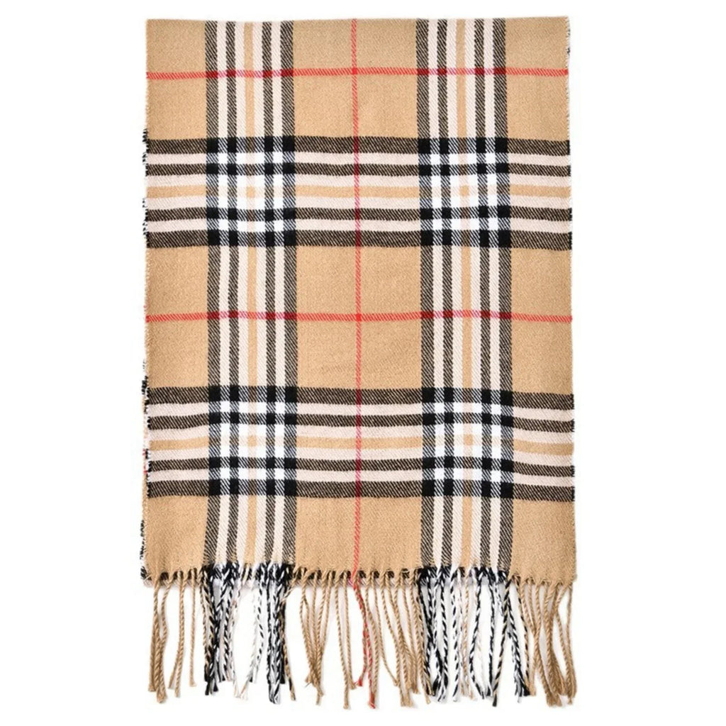 Women's Plaid Scarf – Soft Warm Checked Tassel Shawl Wrap