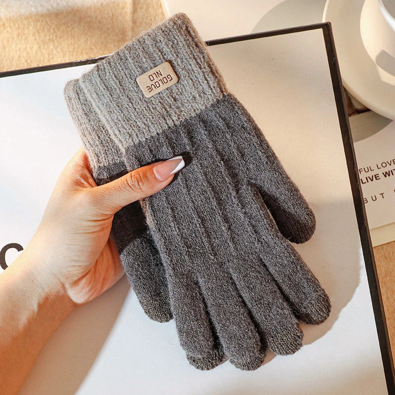 Women's Thick Plush Knitted Touchscreen Winter Gloves