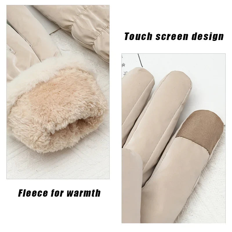 Women's Plush Full Finger Winter Skiing Gloves – Anti-Slip