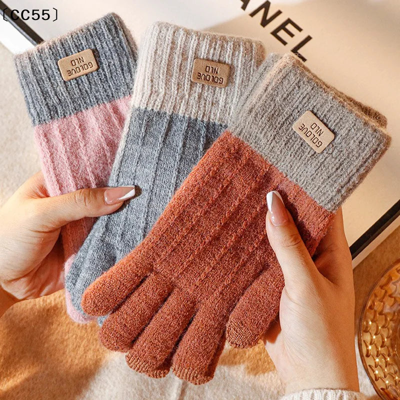 Women's Thick Plush Knitted Touchscreen Winter Gloves
